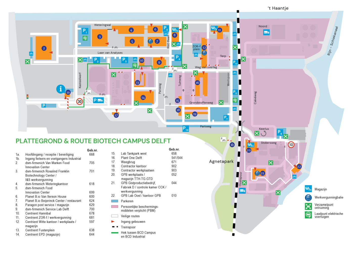 Plattegrond Biotech Campus Delft