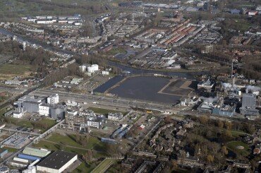 Voormalig Calvé-terrein bedekt met laagje water